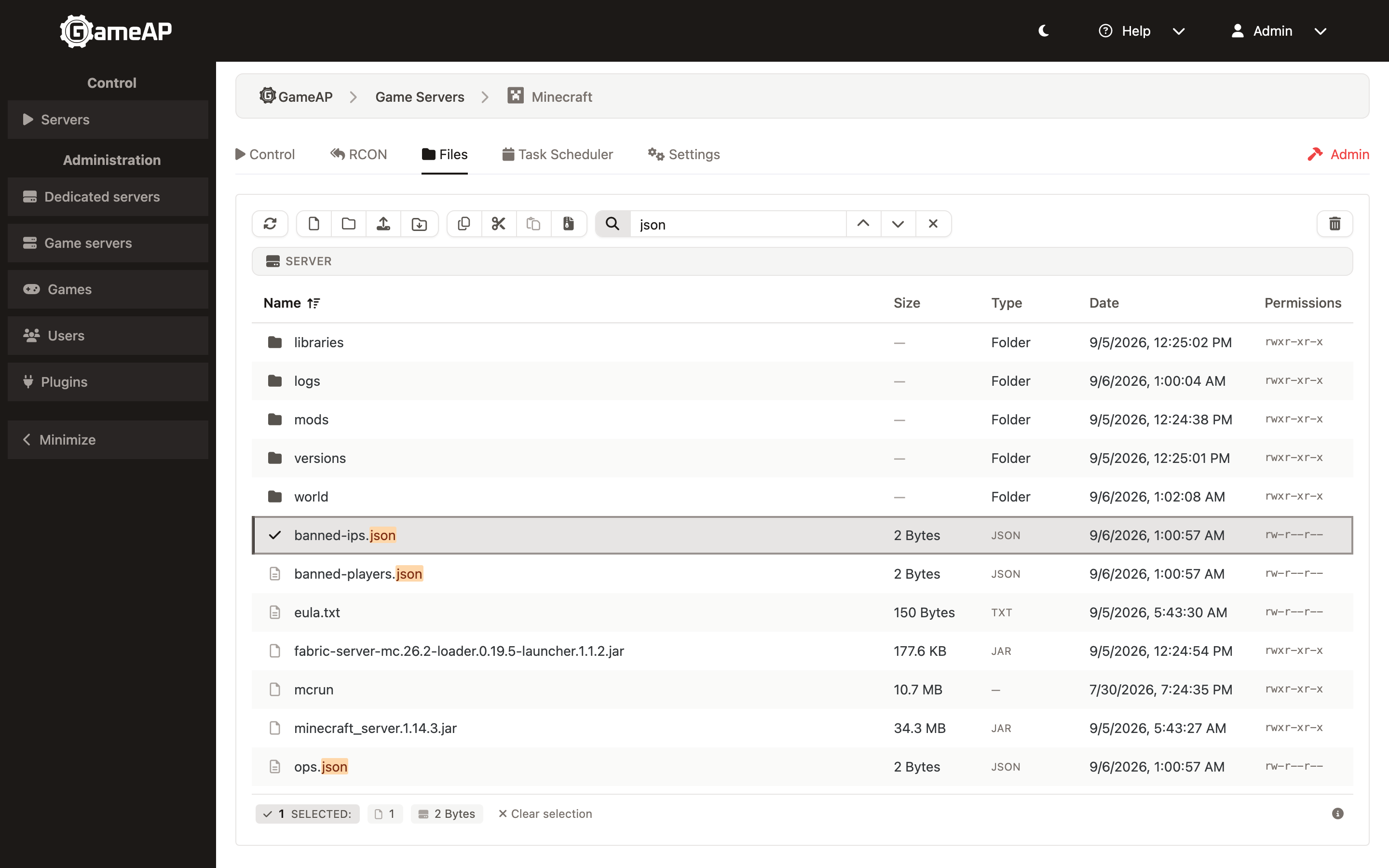 The search field in the toolbar with the matching file names highlighted in the list